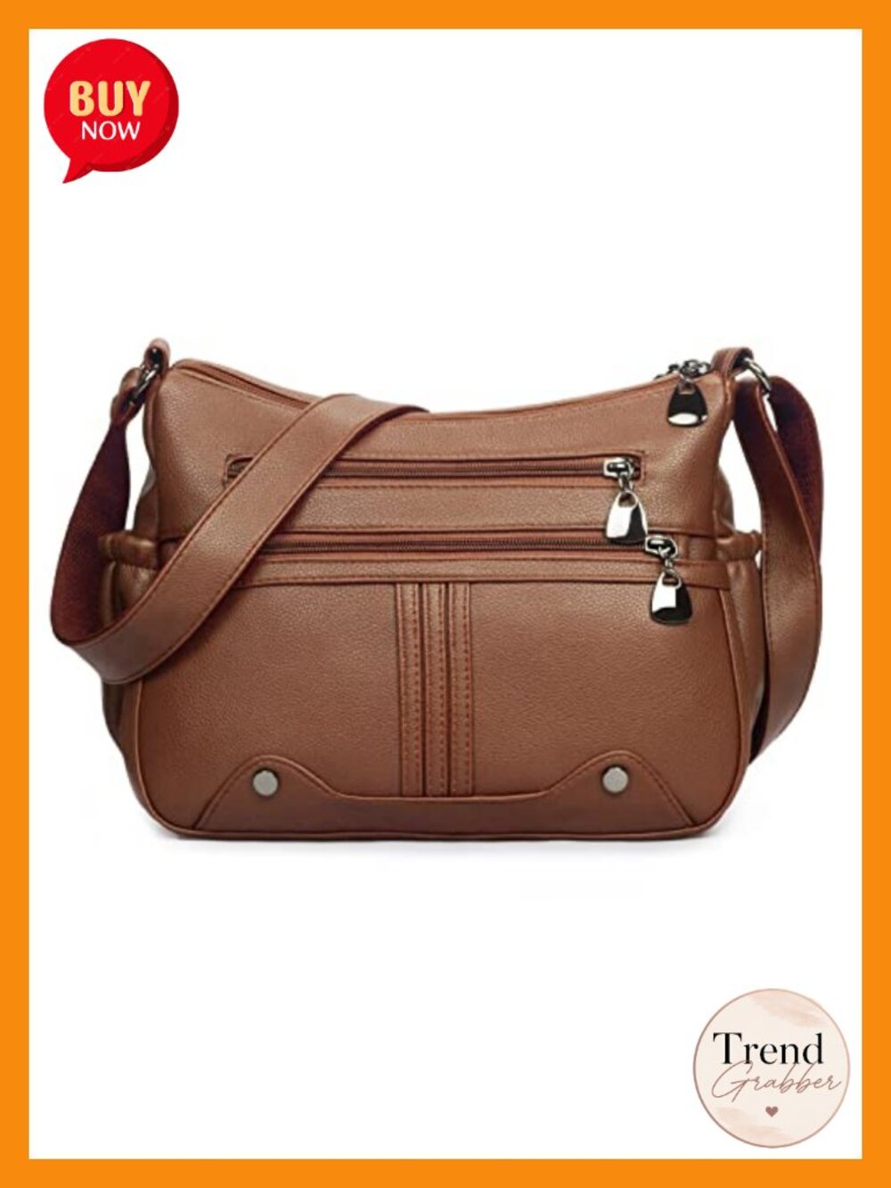 Women PU Leather Satchel Handbag Multi Pocket Shoulder Crossbody Bag Tote